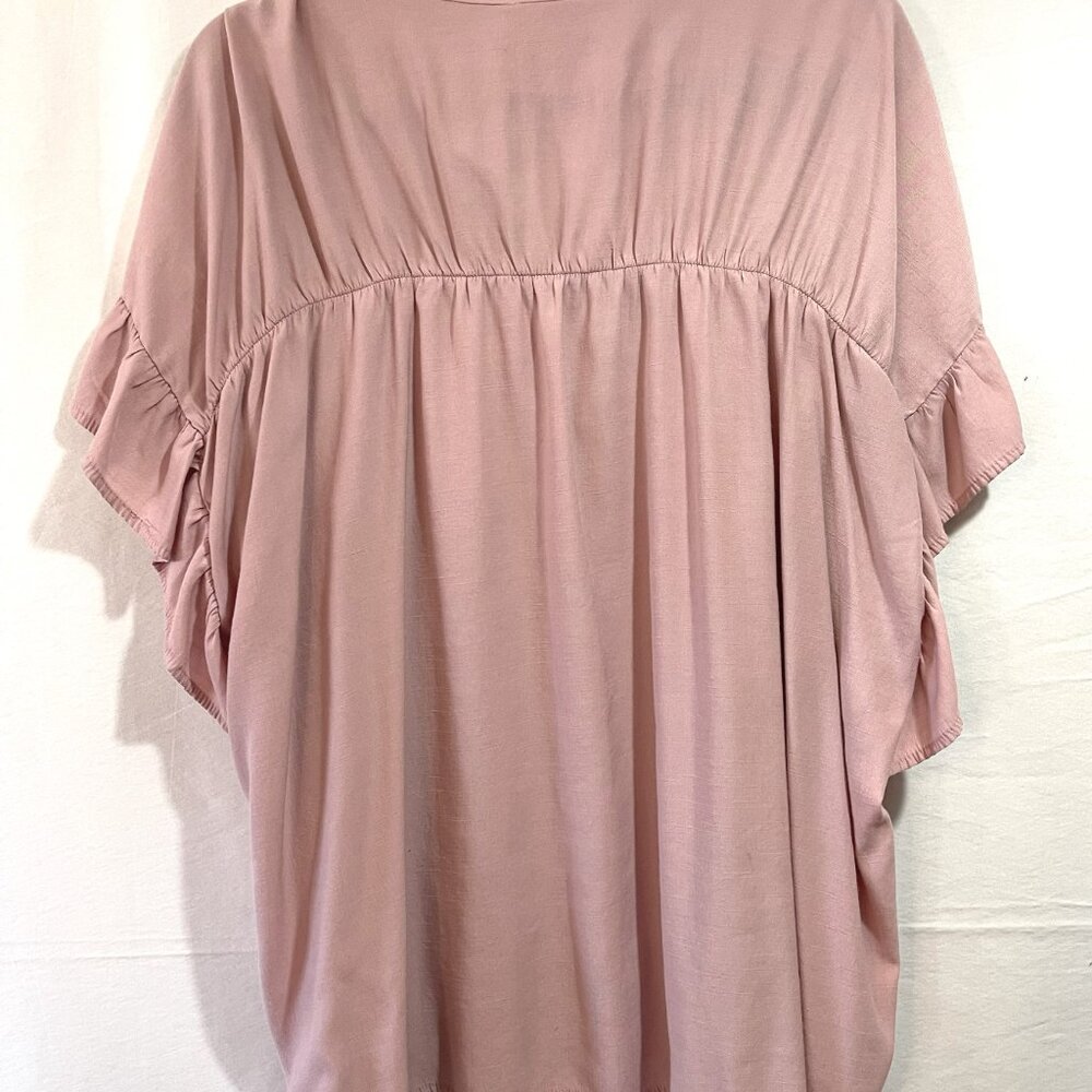 BiBi Pink Ruffle Sleeve Blouse - Picture 2 of 3